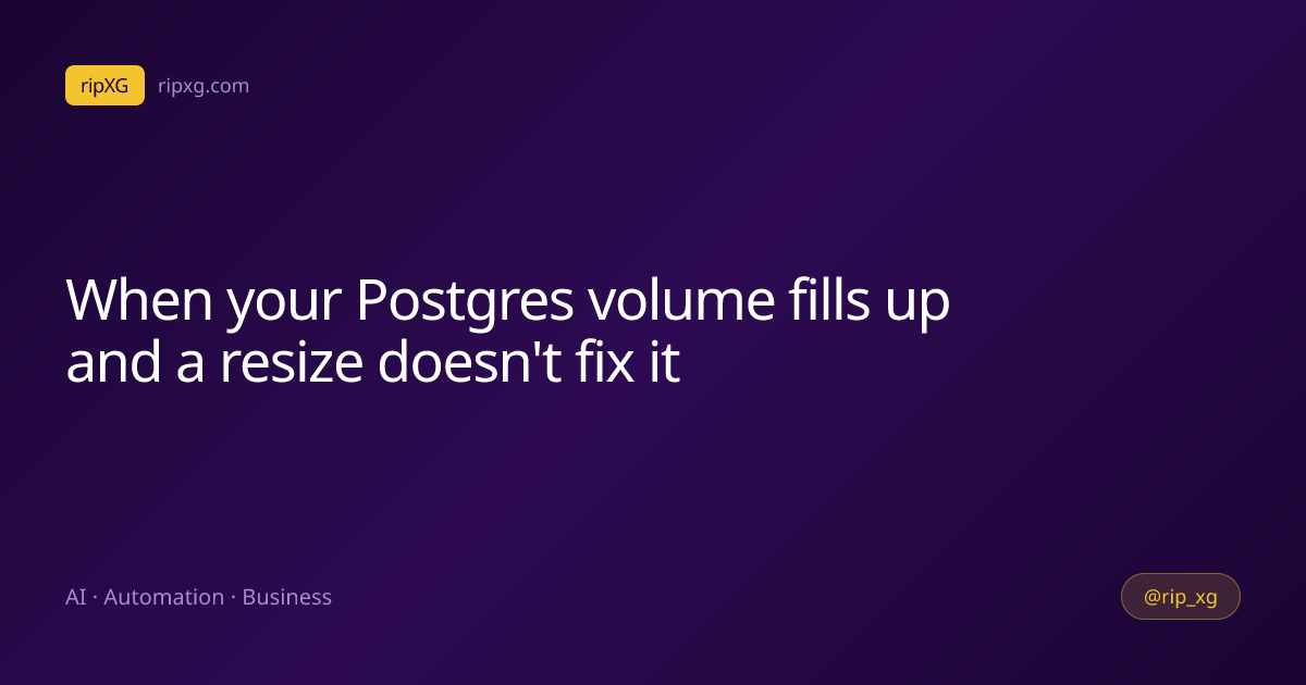 When your Postgres volume fills up and a resize doesn't fix it | ripXG